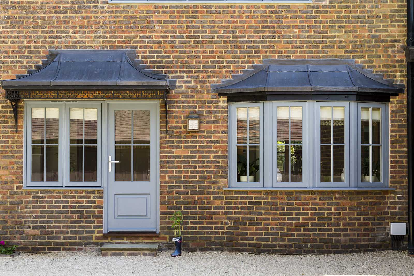 Wooden single door with windows