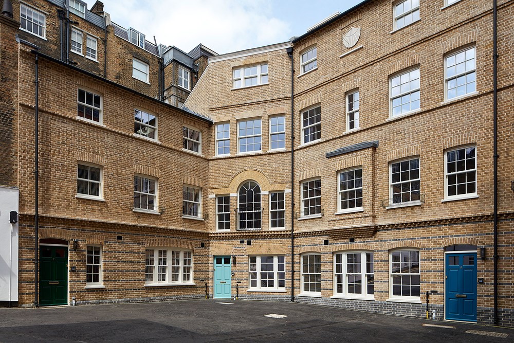 Timber sash windows and doors in Deans Mews, London, Conservation Area