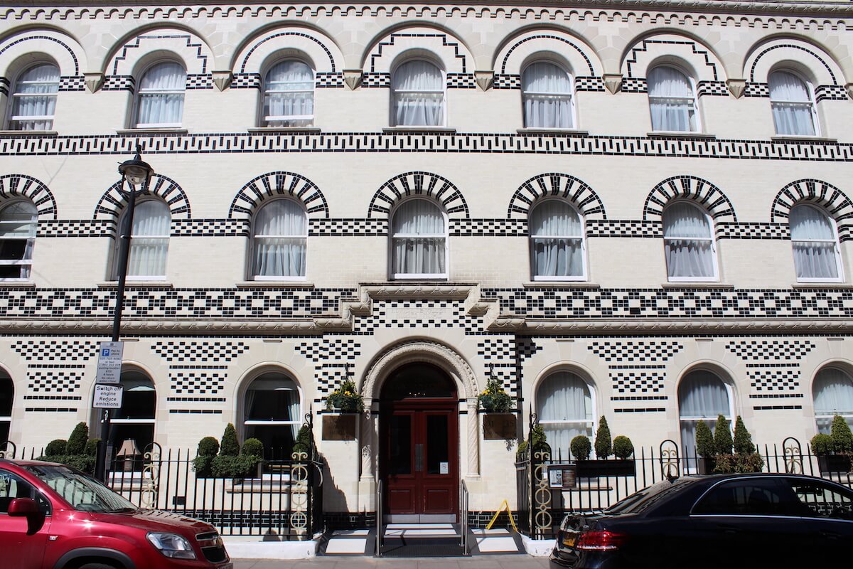 entrance door and sash windows in Langham Street greater london