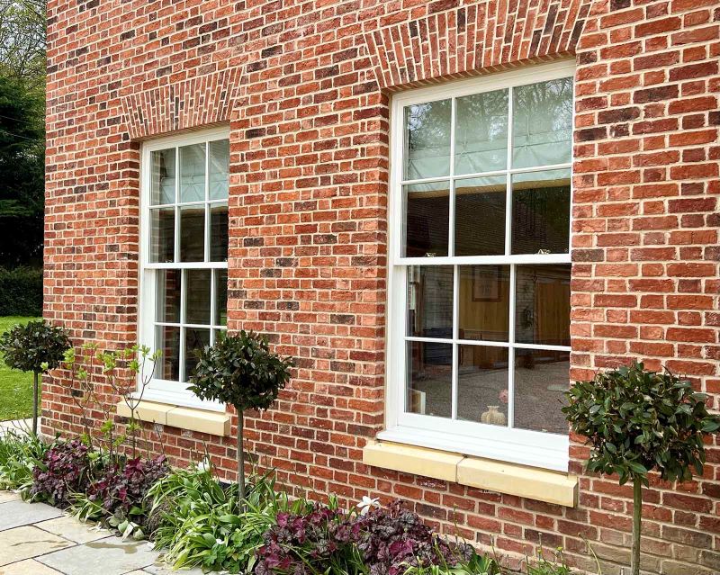 White timber sash windows