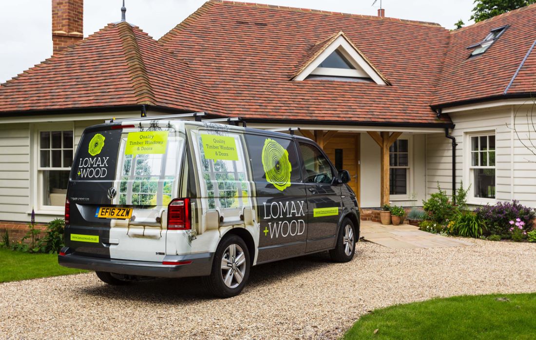 Lomax + Wood van outside of bespoke home