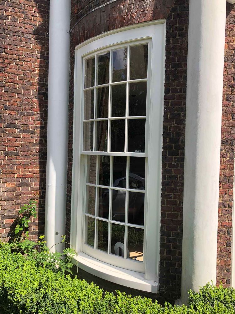Curved single glazed timber windows